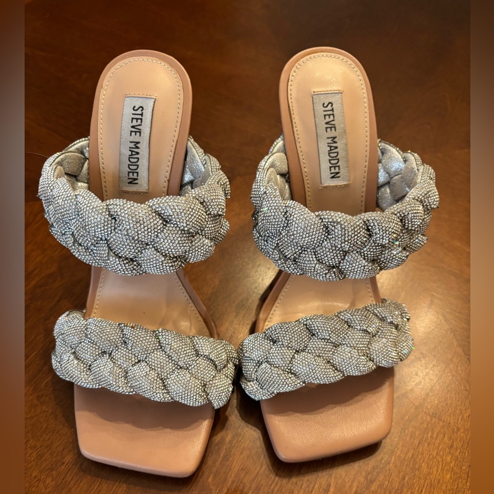 Rhinestone braided mules - 4 inch heel - BEAUTIFUL 🪩